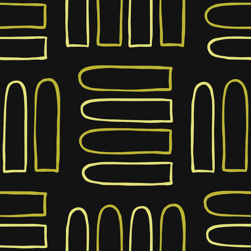 Vector seamless texture background pattern. Hand drawn, black, yellow colors.