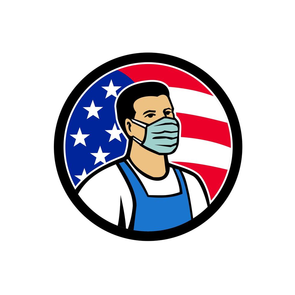 American Food Worker as Hero USA Flag Circle Icon vector