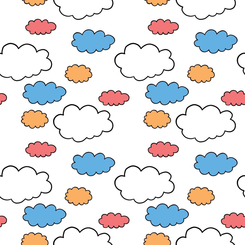 Vector seamless texture background pattern. Hand drawn, orange, blue, red, white, black colors.