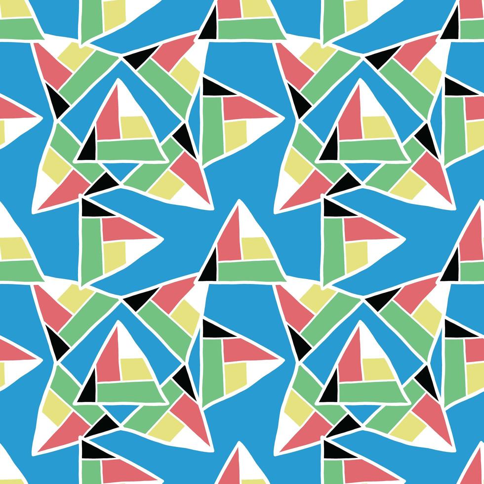 Vector seamless texture background pattern. Hand drawn, colorful on blue background.