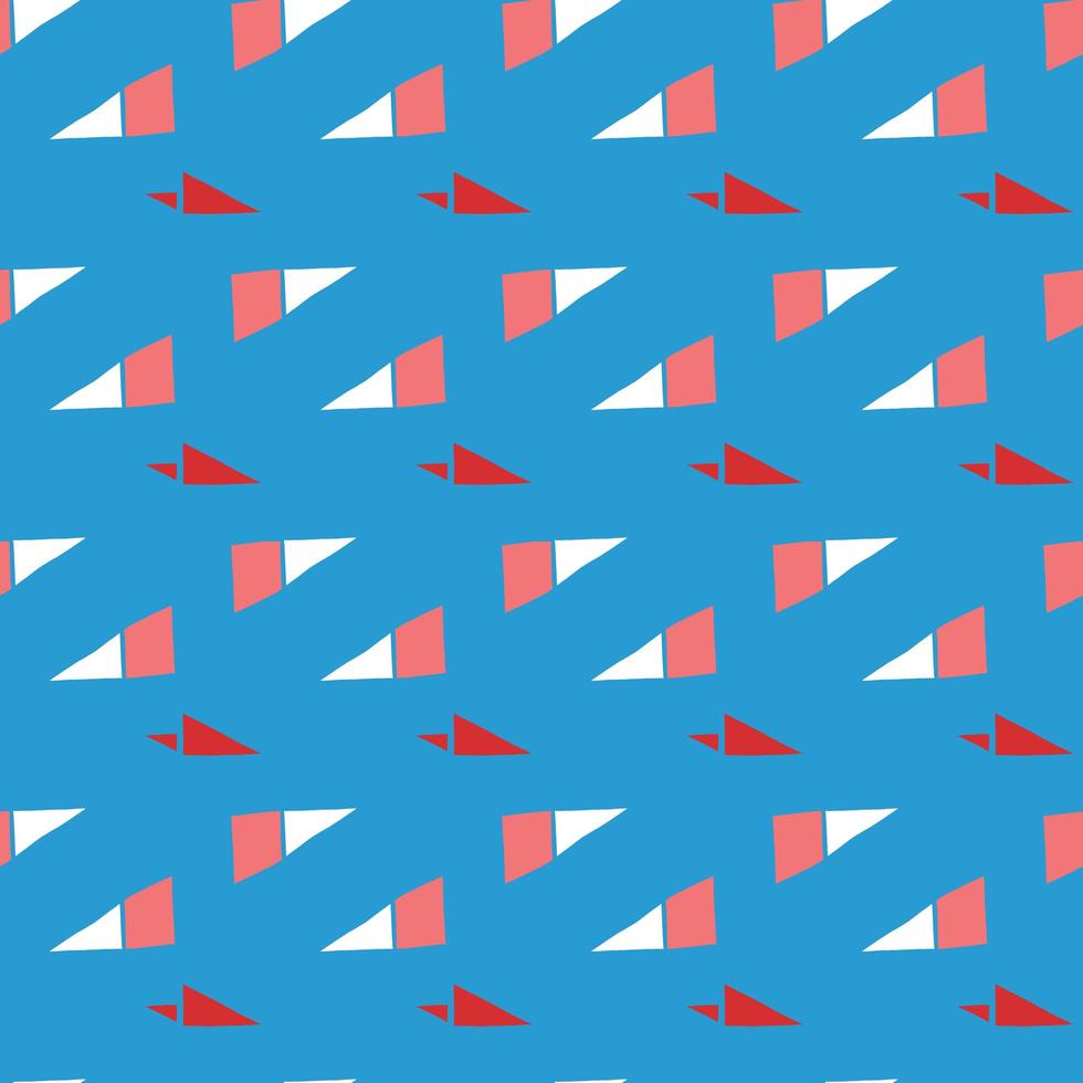 Vector seamless texture background pattern. Hand drawn, blue, red, white colors.