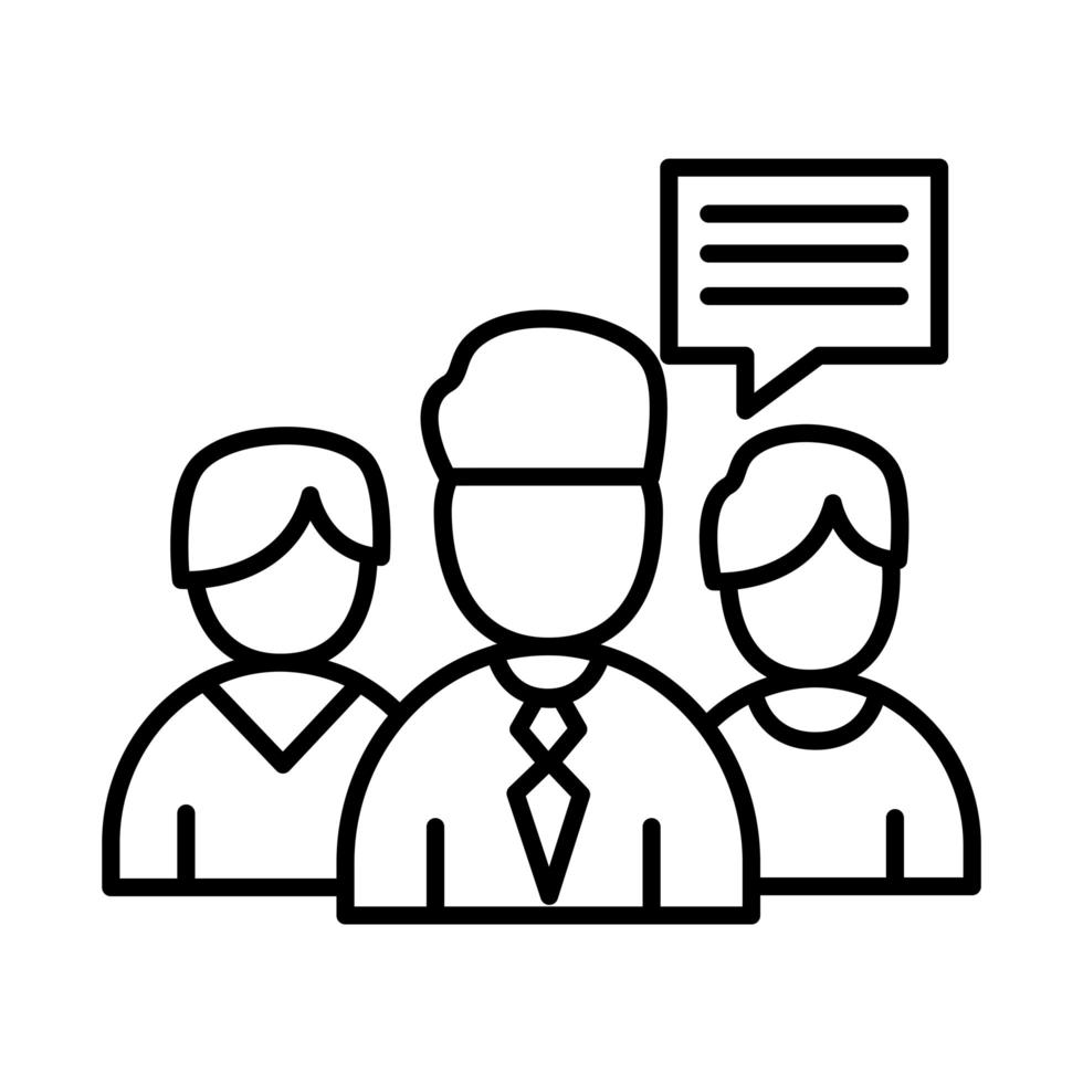 coworkers men with bubble line style icon vector design
