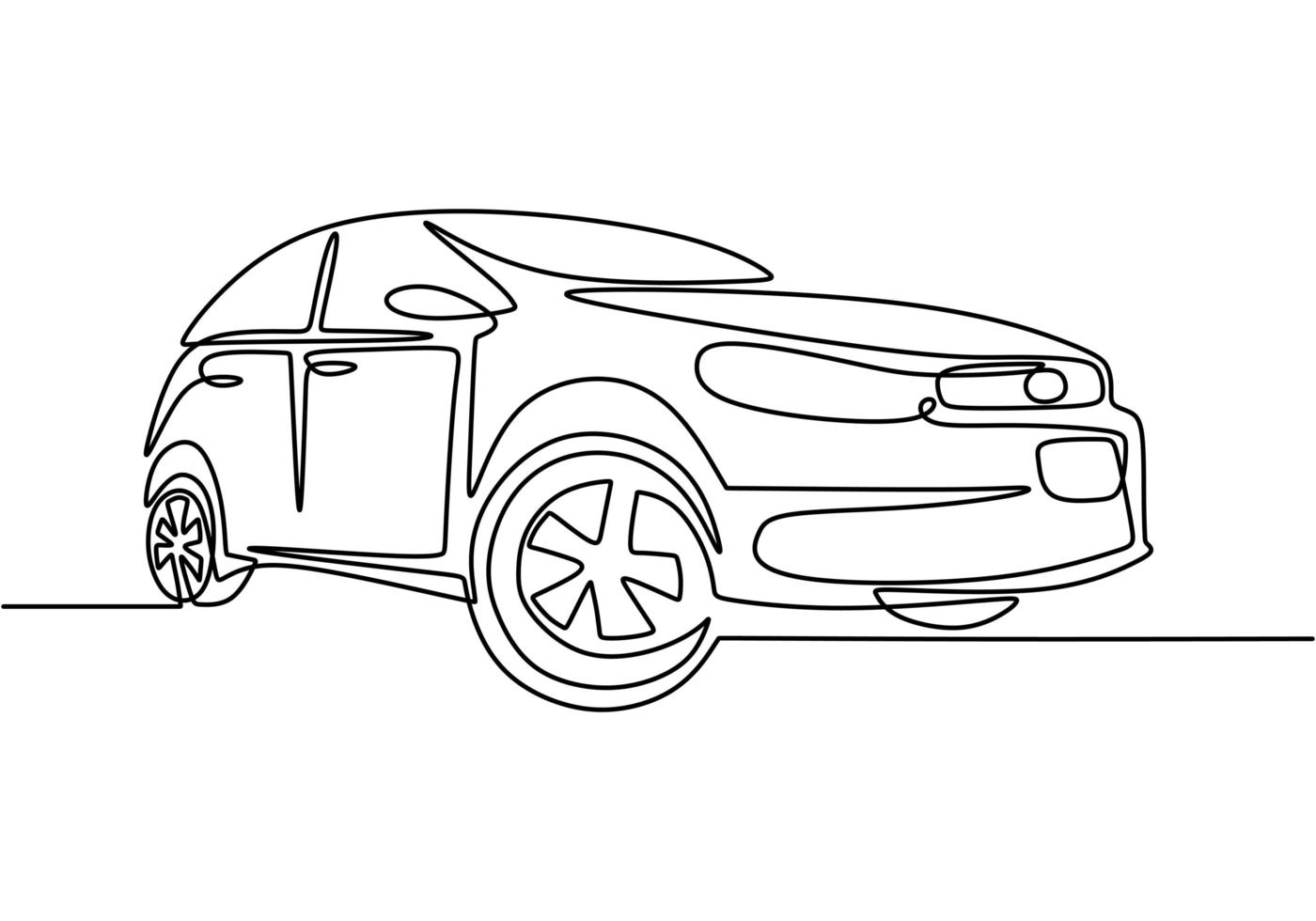 One single continuous line drawing of luxury car. Close-up. vector