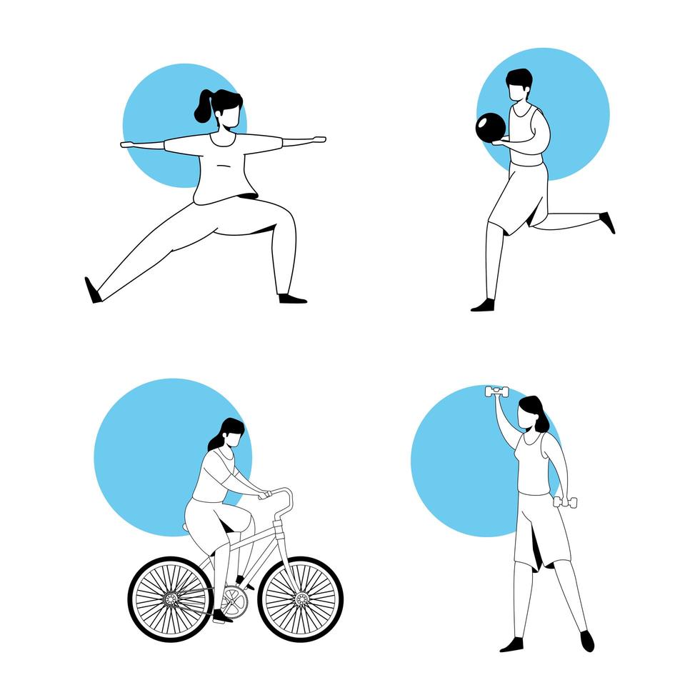 set scenes of people doing activities vector