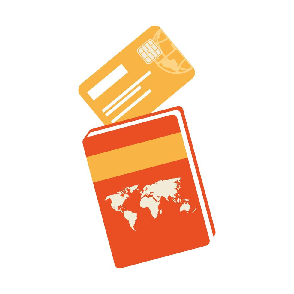 atlas book with credit card isolated icon vector