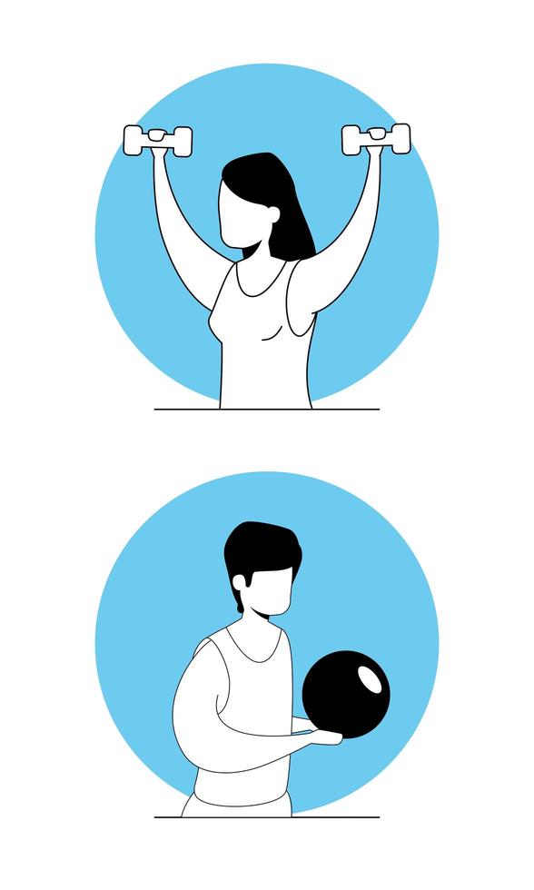 group of couple practicing exercise vector