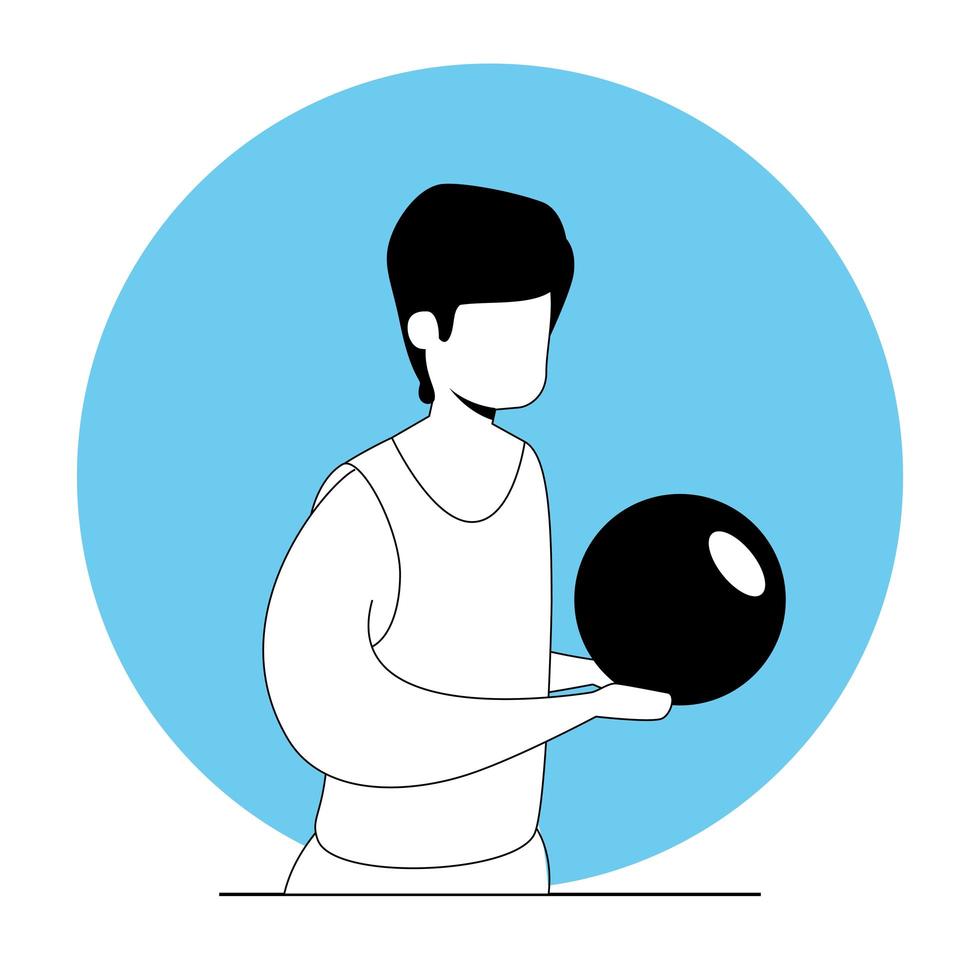 young man with sport ball avatar character vector