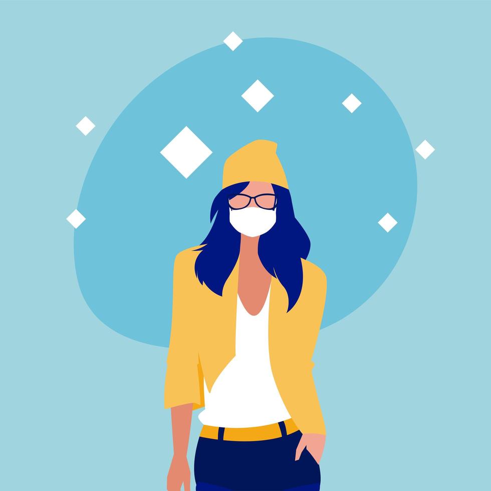 mujer con diseño de vector de máscara