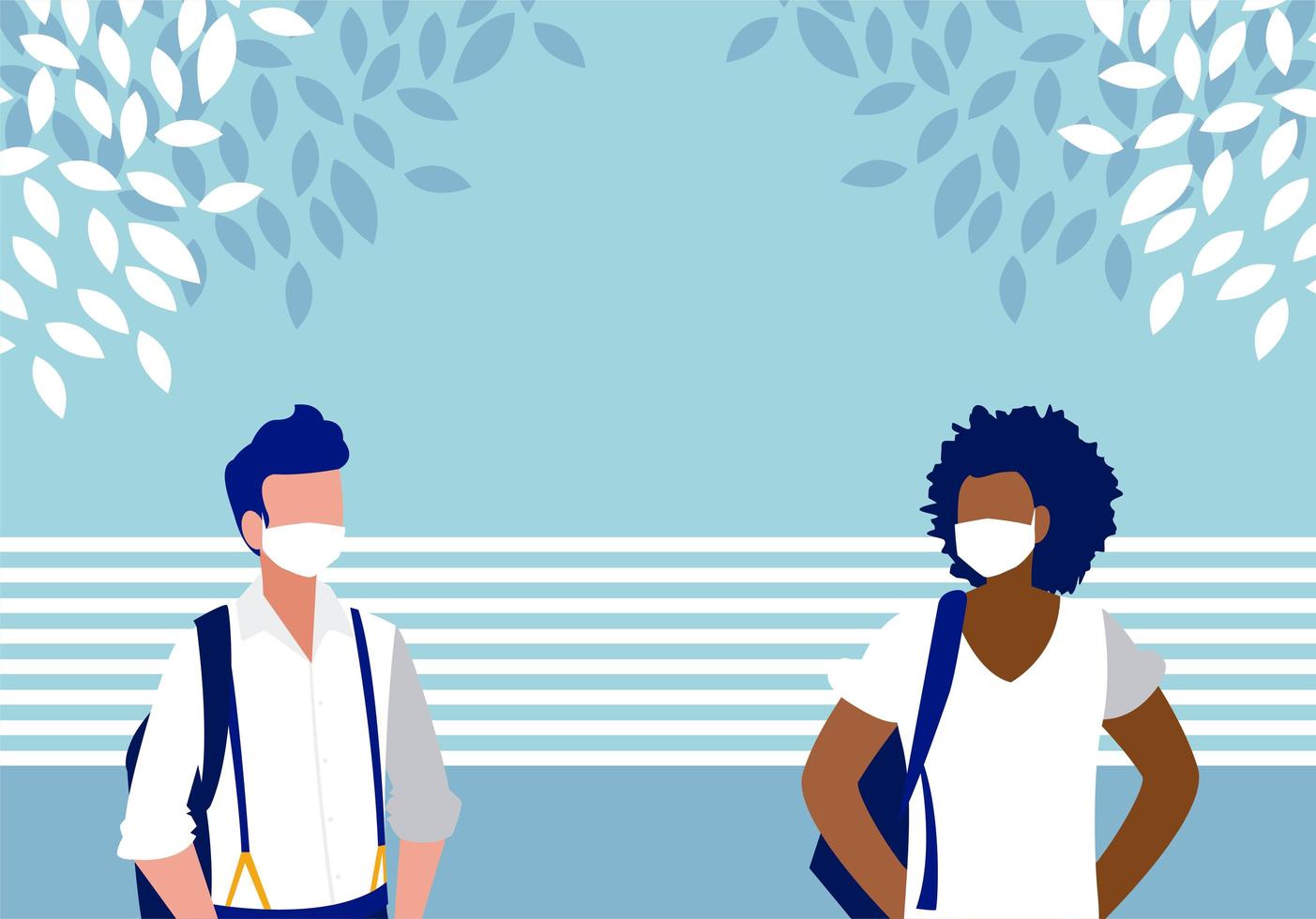Men with masks outside vector design