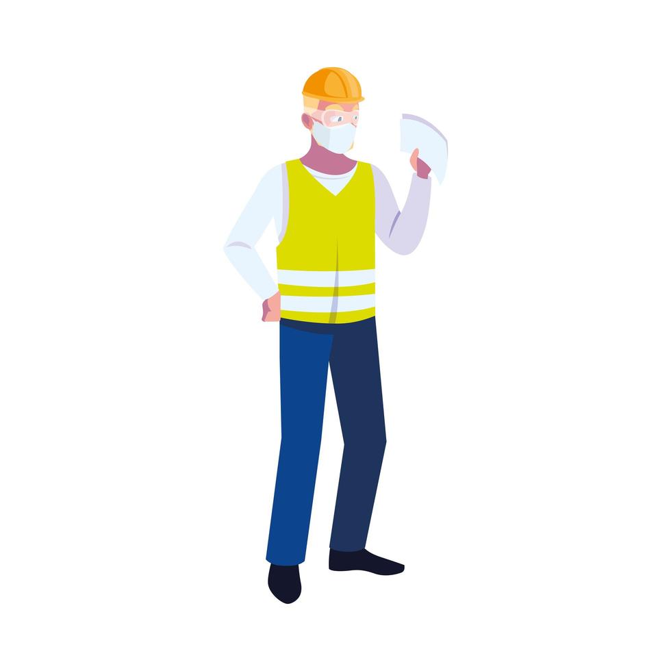 Industry operator wearing face mask at work vector