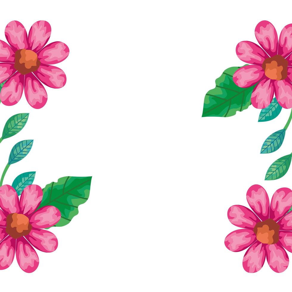 Marco de flores de color rosa con hojas naturales. 1909665 Vector en Vecteezy Marco de flores de color rosa con hojas naturales. 1909665 Vector en Vecteezy