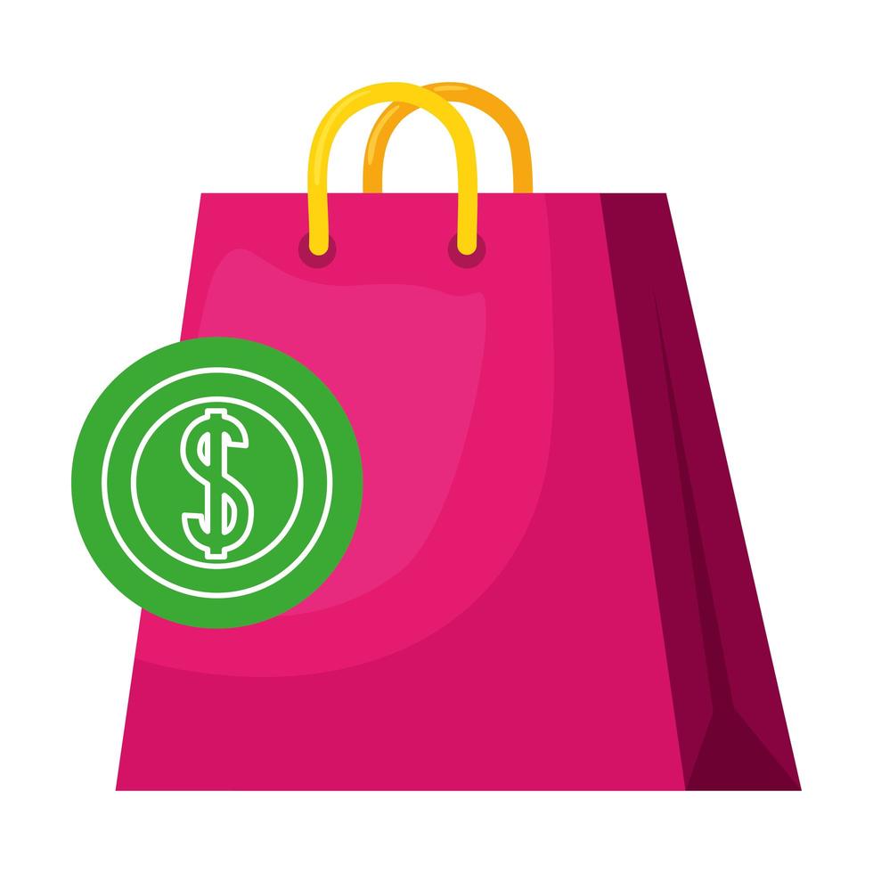 bolsa de compras aislada y diseño vectorial de monedas vector