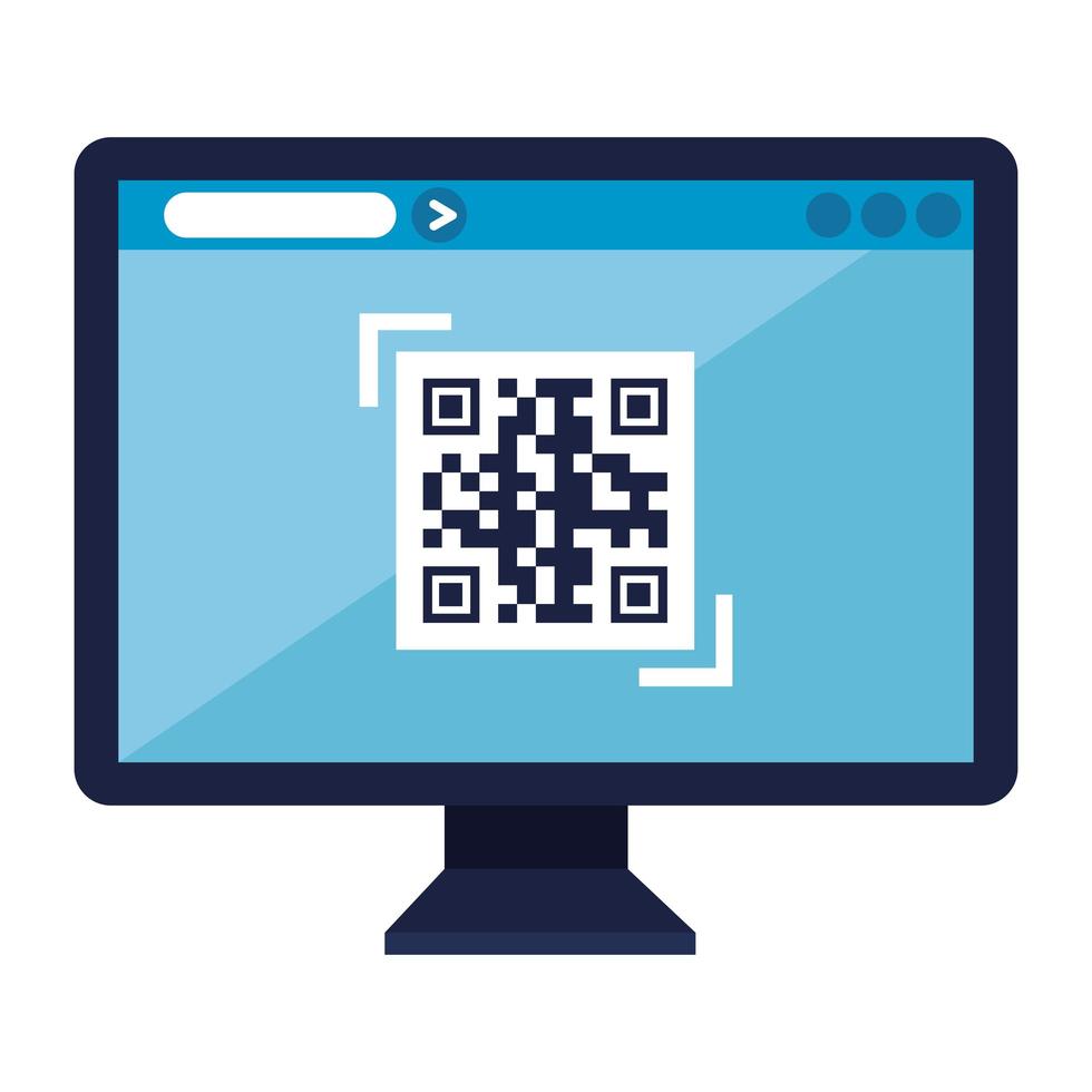 qr code inside computer vector design