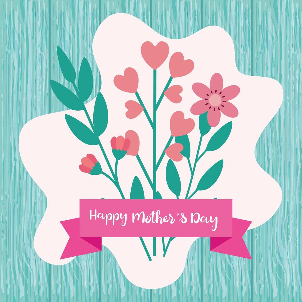 happy mother day card with flowers decoration vector