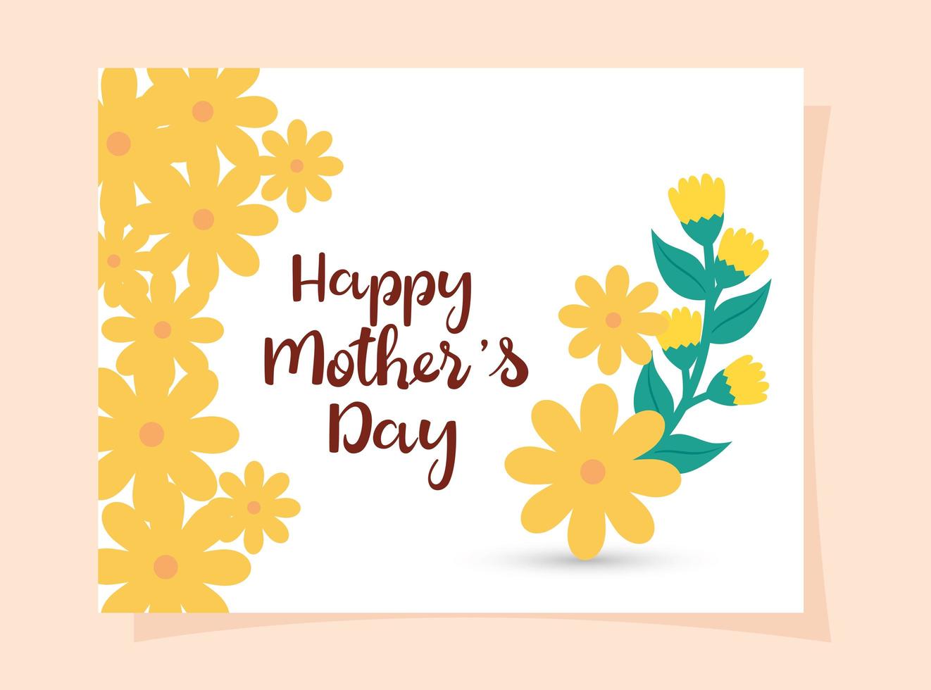 happy mother day card with square frame and flowers decoration vector