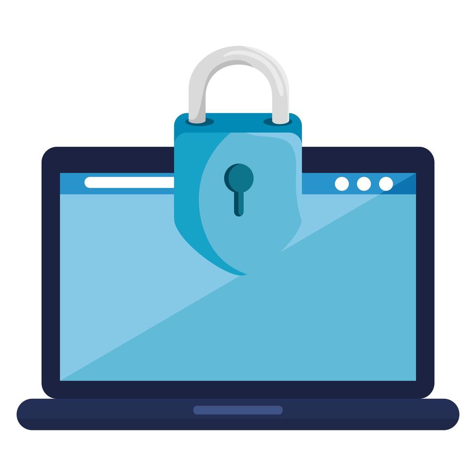 Isolated padlock and laptop vector design