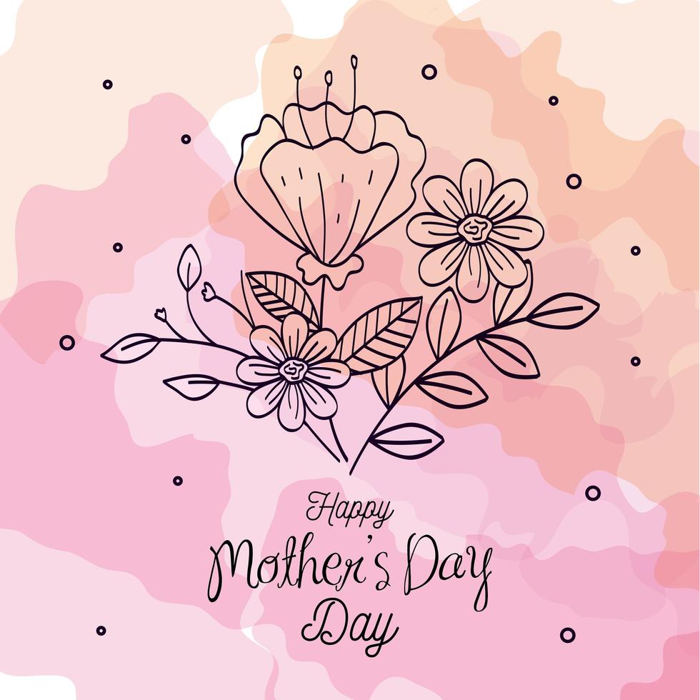 feliz dia de la madre tarjeta con decoracion de flores vector