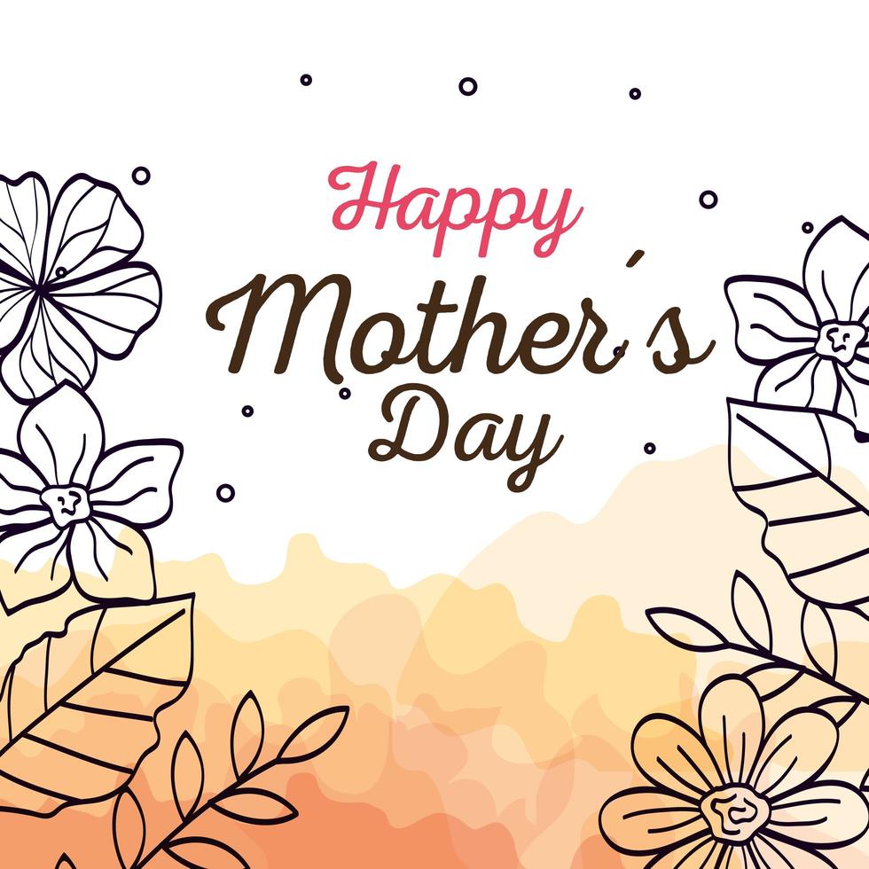 happy mother day card with flowers decoration vector