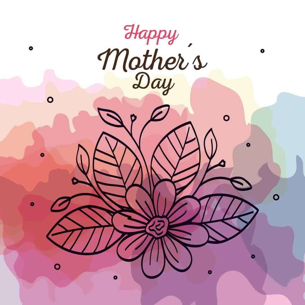 feliz dia de la madre tarjeta con decoracion de flores vector