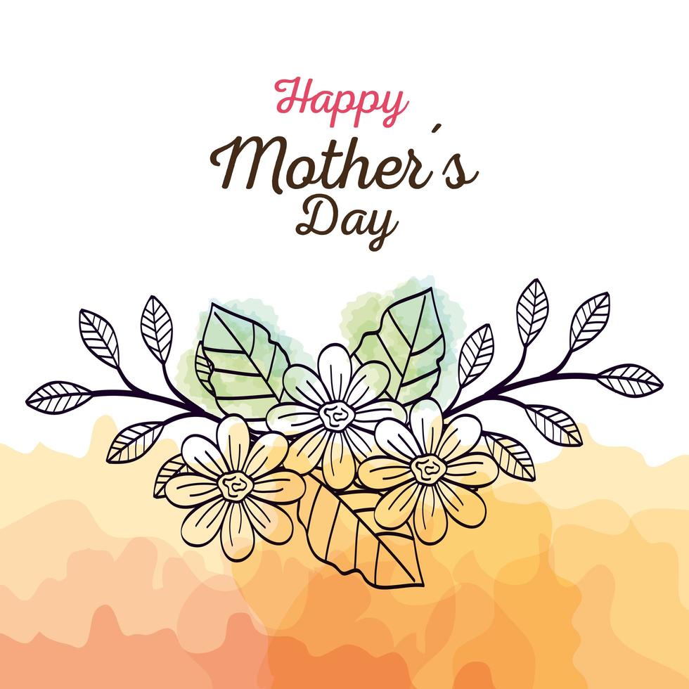 feliz dia de la madre tarjeta con decoracion de flores vector