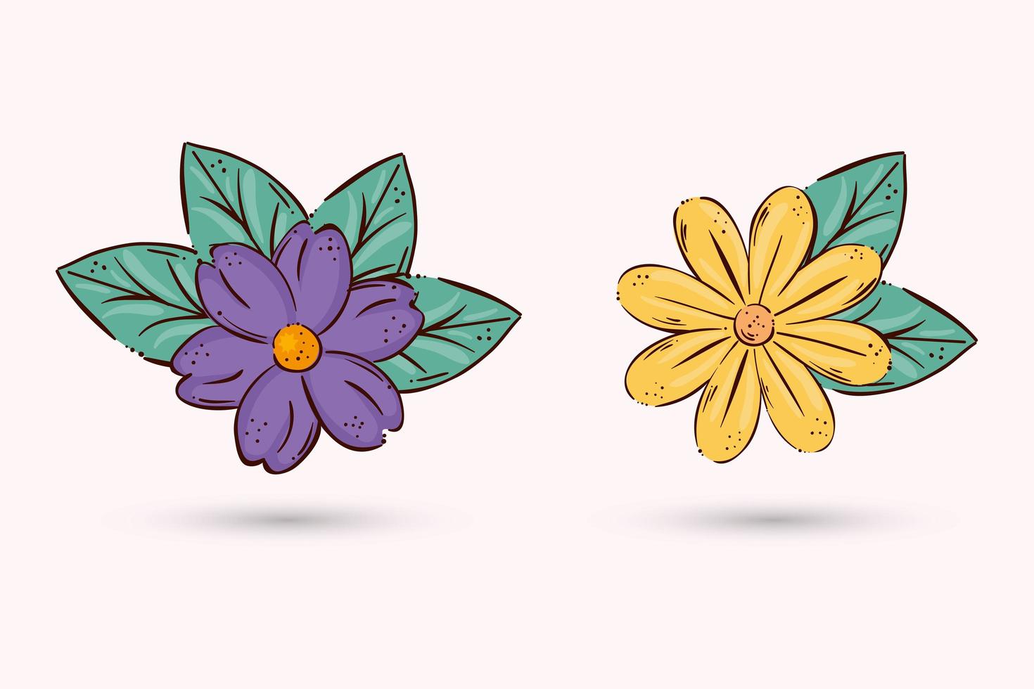 Isolated flowers with leaves vector design