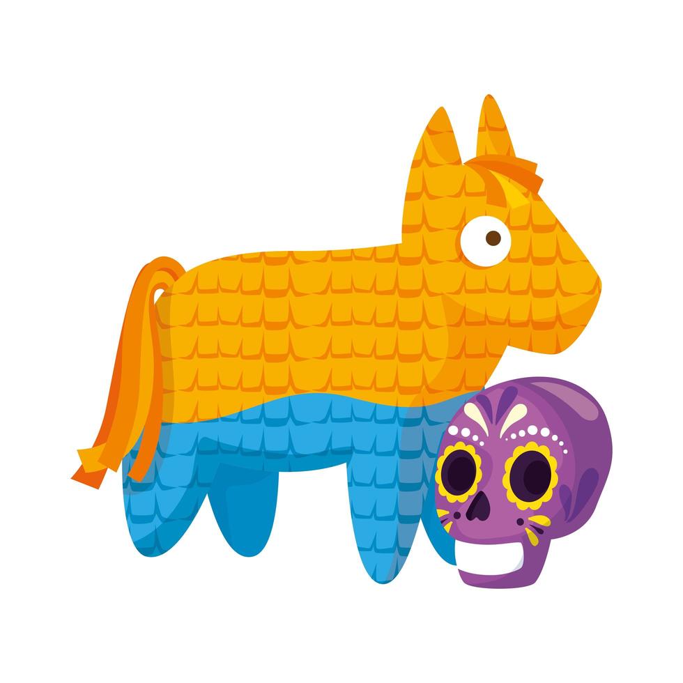 Piñata mexicana aislada y diseño vectorial de calavera vector