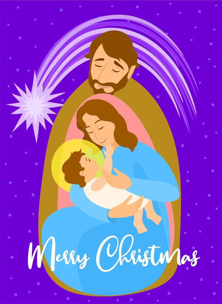 Holy family. Mary carrying the baby Jesus vector