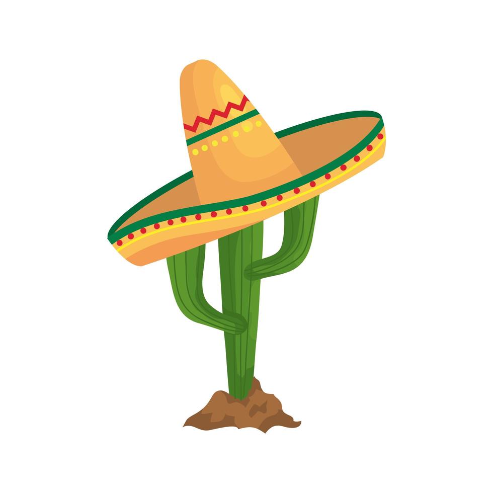 Isolated mexican cactus with hat vector design
