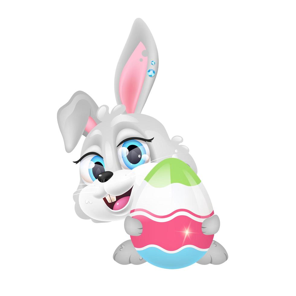 Cute Bunny Sticker Cartoon Illustration Isolated On White Background.  Kawaii cute cartoon character design. 25755082 Vector Art at Vecteezy