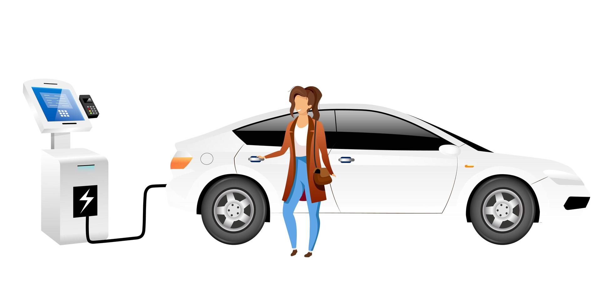 conductor de coche eléctrico vector de color plano personaje sin rostro