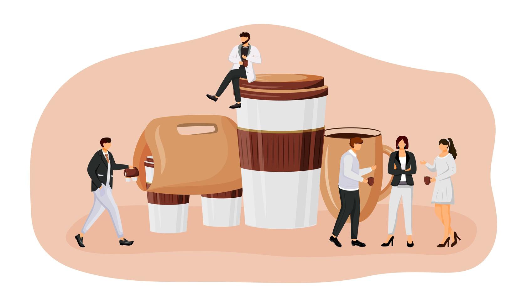 Coffee take out flat concept vector illustration