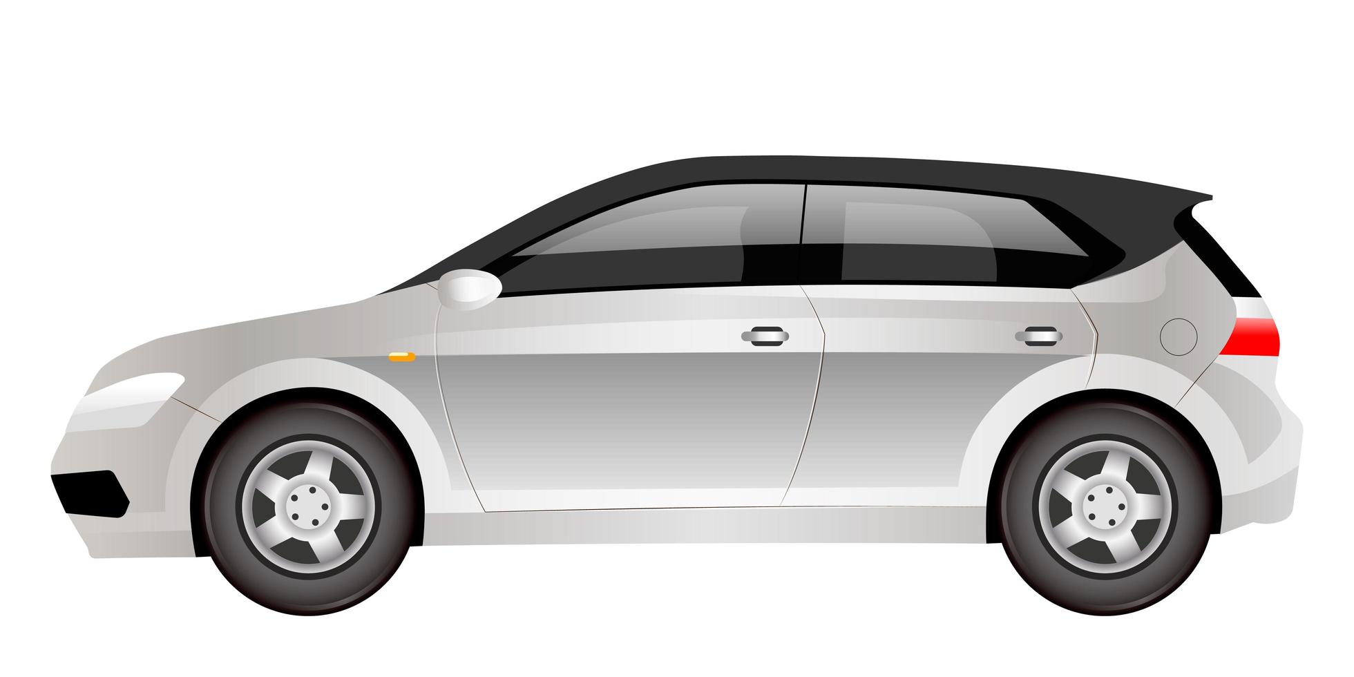 Grey electric hatchback cartoon vector illustration