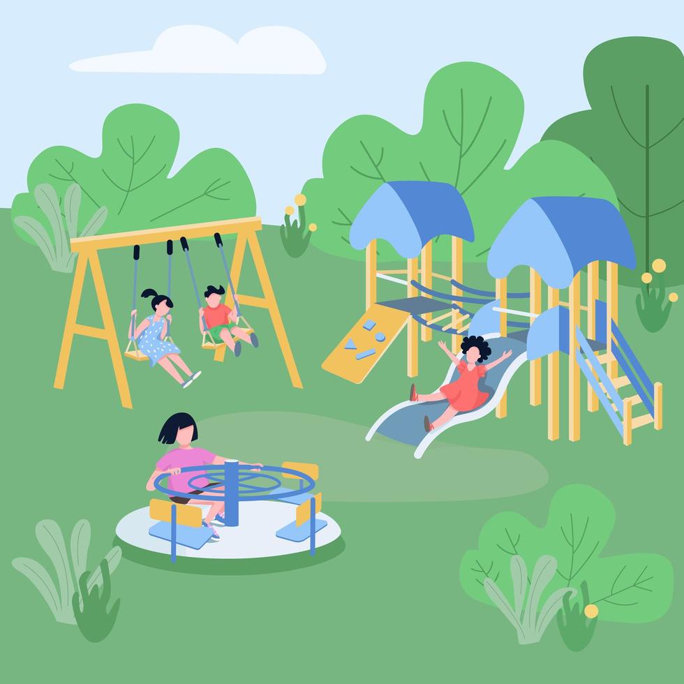 Children play zone flat color vector illustration