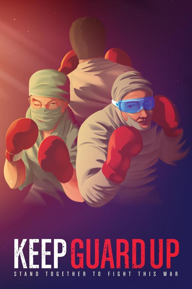 awareness poster to encourage the healthcare workers who risk their lives at the frontline during the pandemic crisis vector