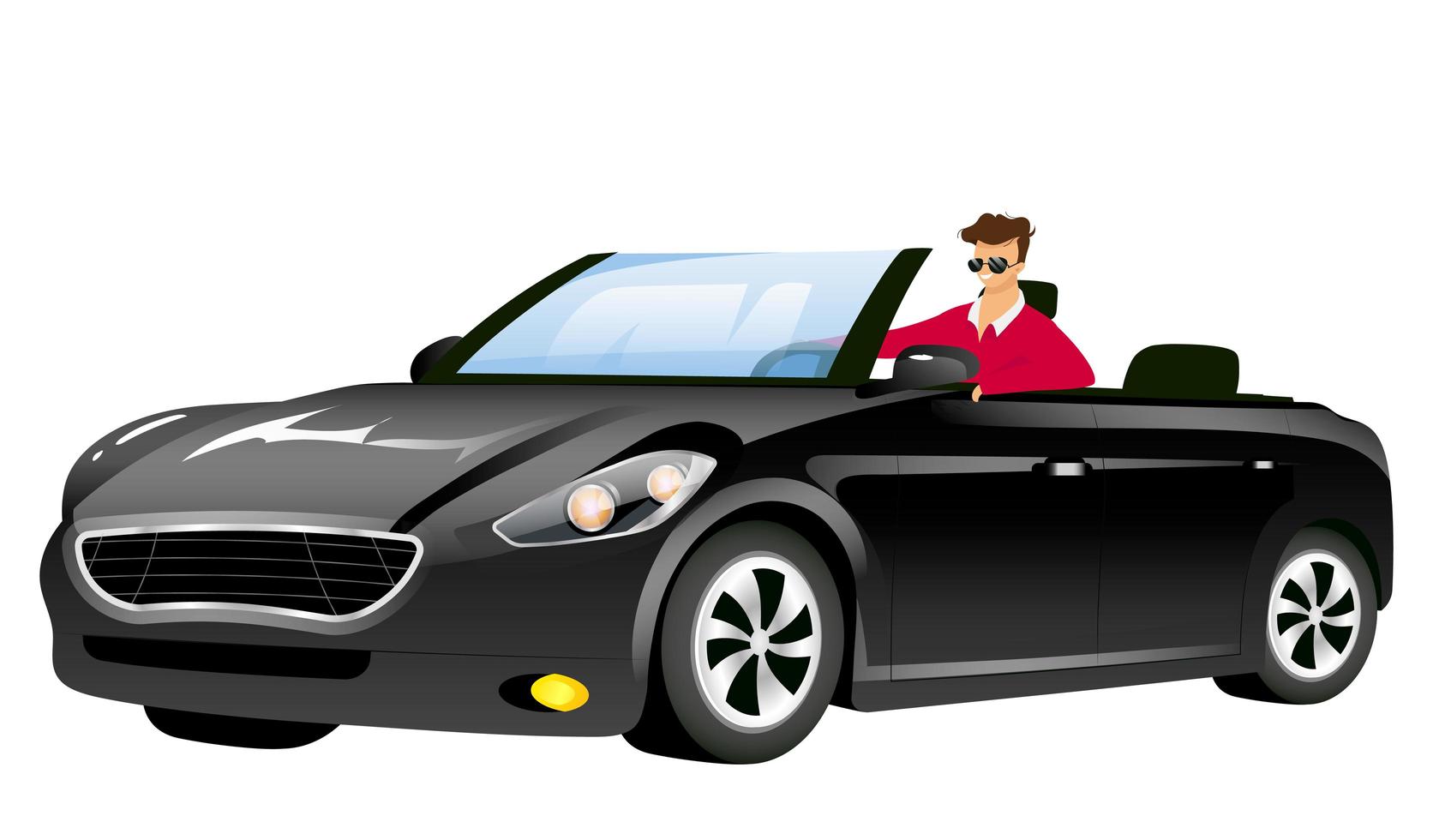 Man in cabriolet flat color vector faceless character