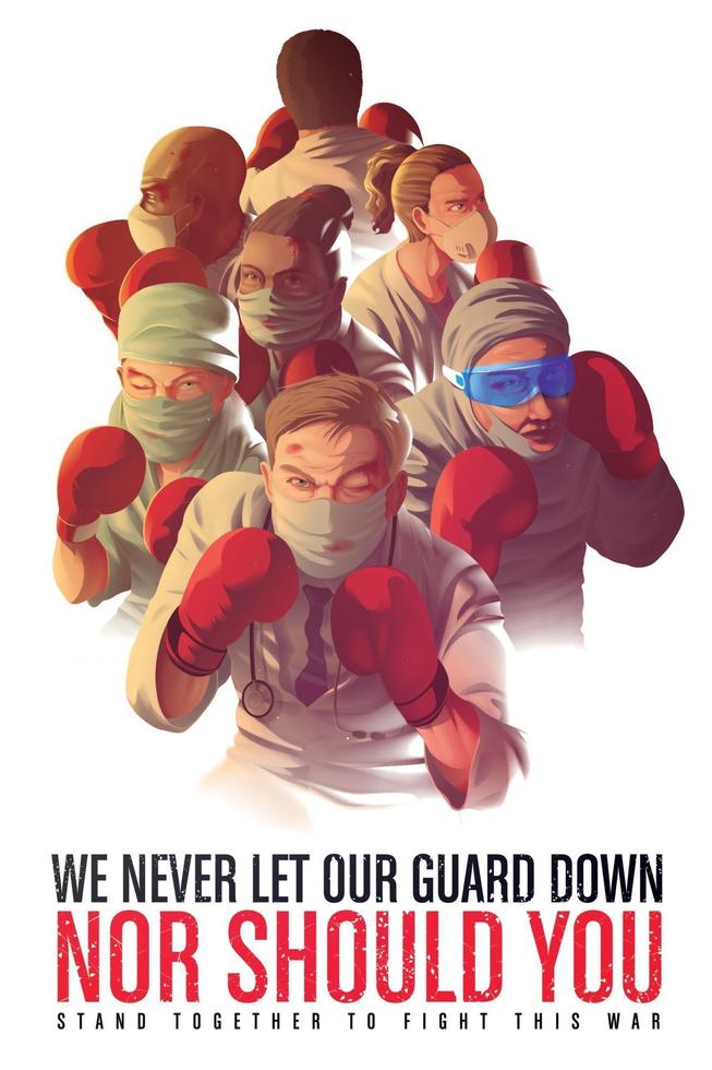 awareness poster to encourage the healthcare workers who risk their life at the frontline vector