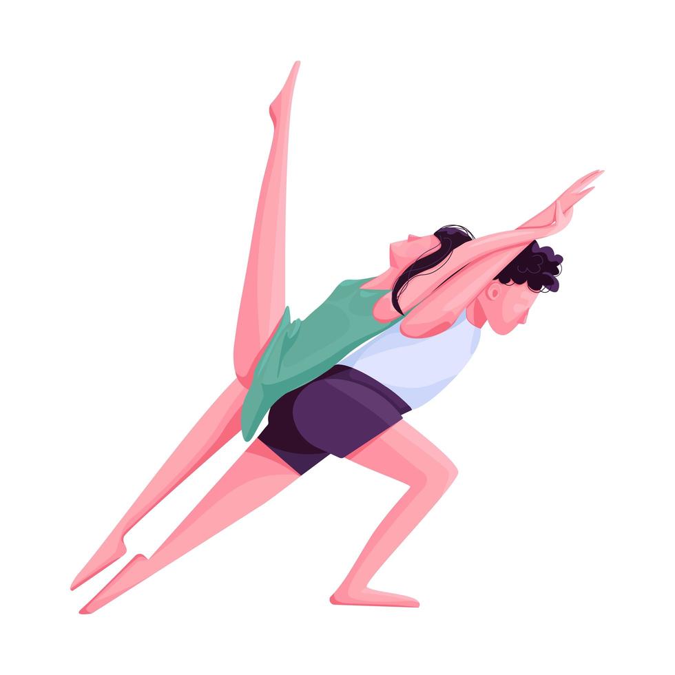 Contemp dancers movements flat color vector faceless character