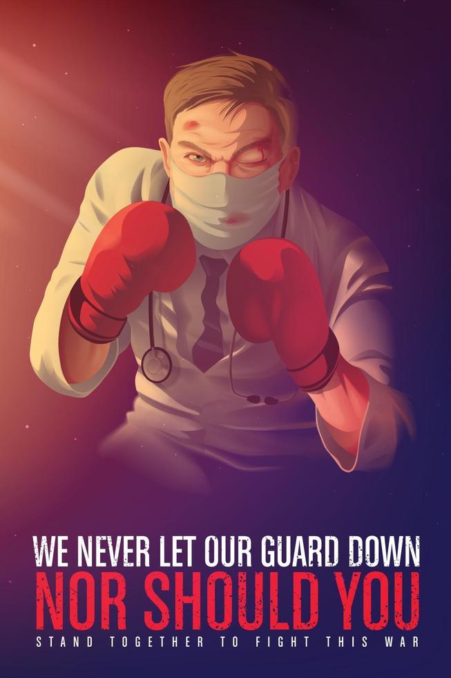 awareness poster to encourage the healthcare workers who risk their life at the frontline vector