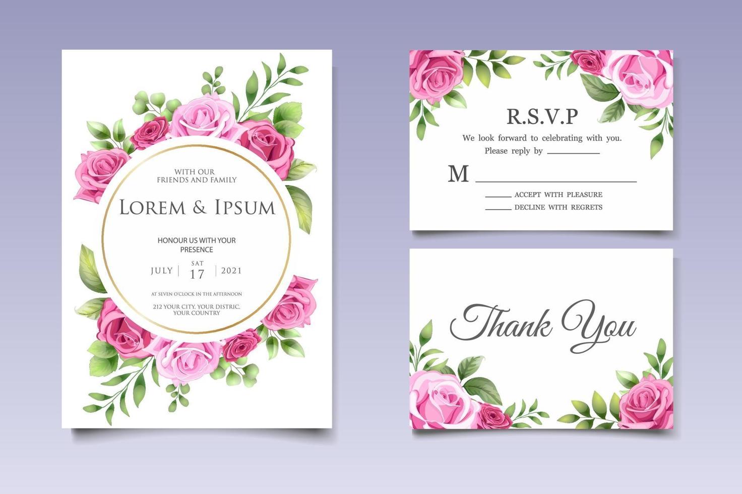 hermoso dibujo a mano plantilla de invitación de boda floral vector