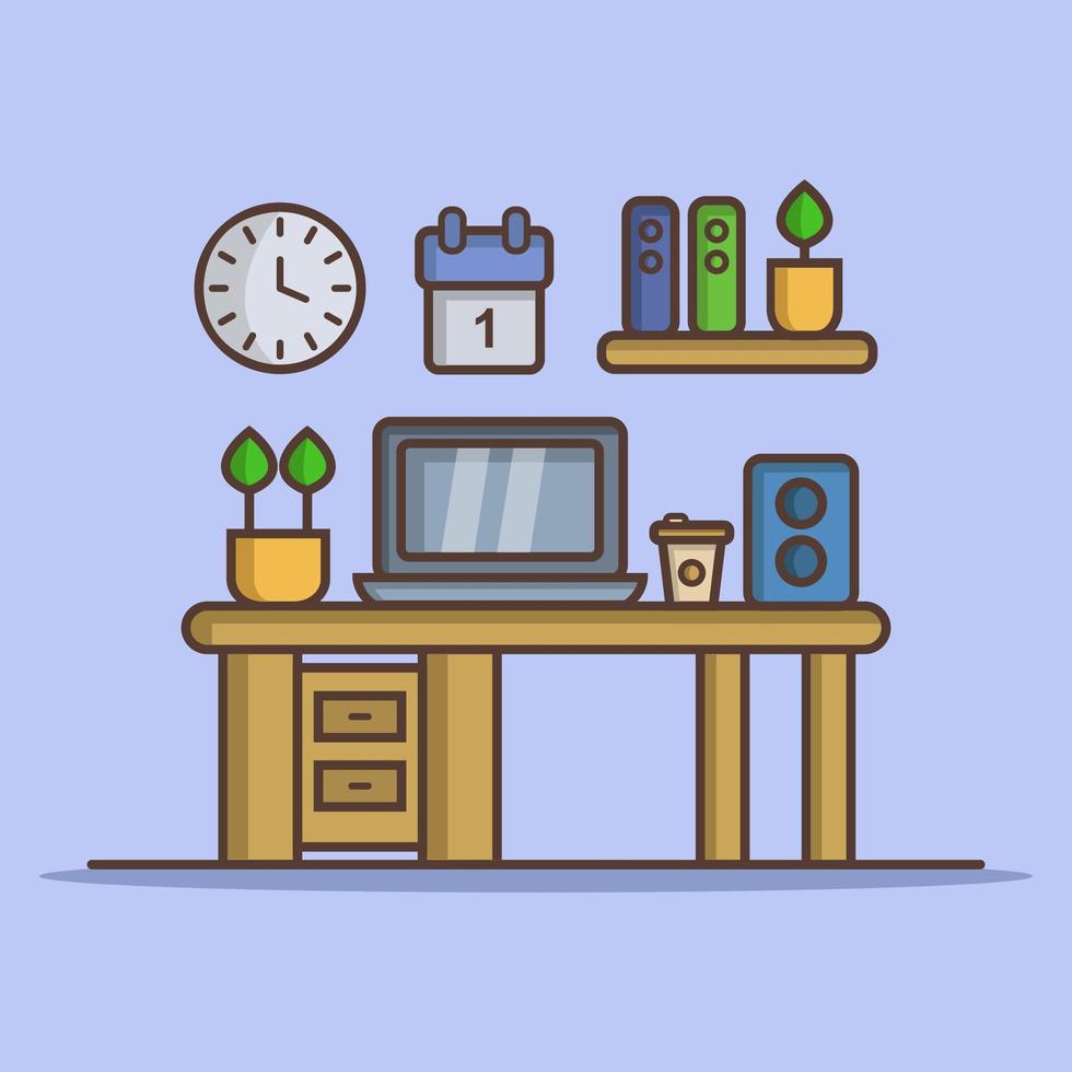 Office Desk line art vector