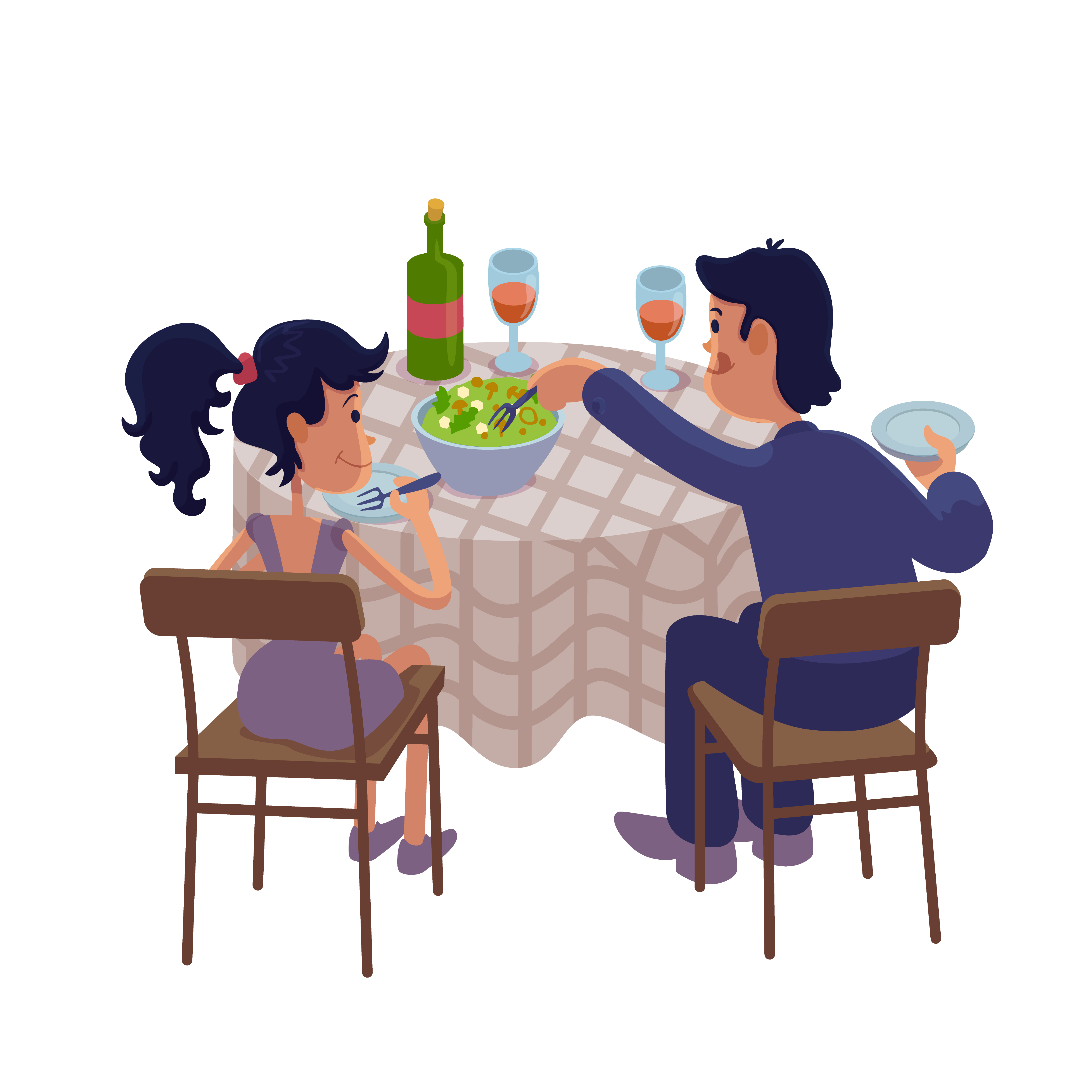 Husband and wife having dinner together flat cartoon vector illustration  1910217 Vector Art at Vecteezy