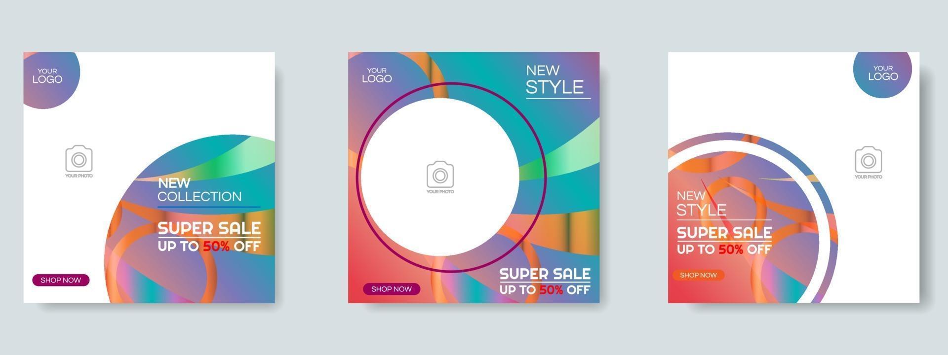 fashion sale social media post design template. web banner vector