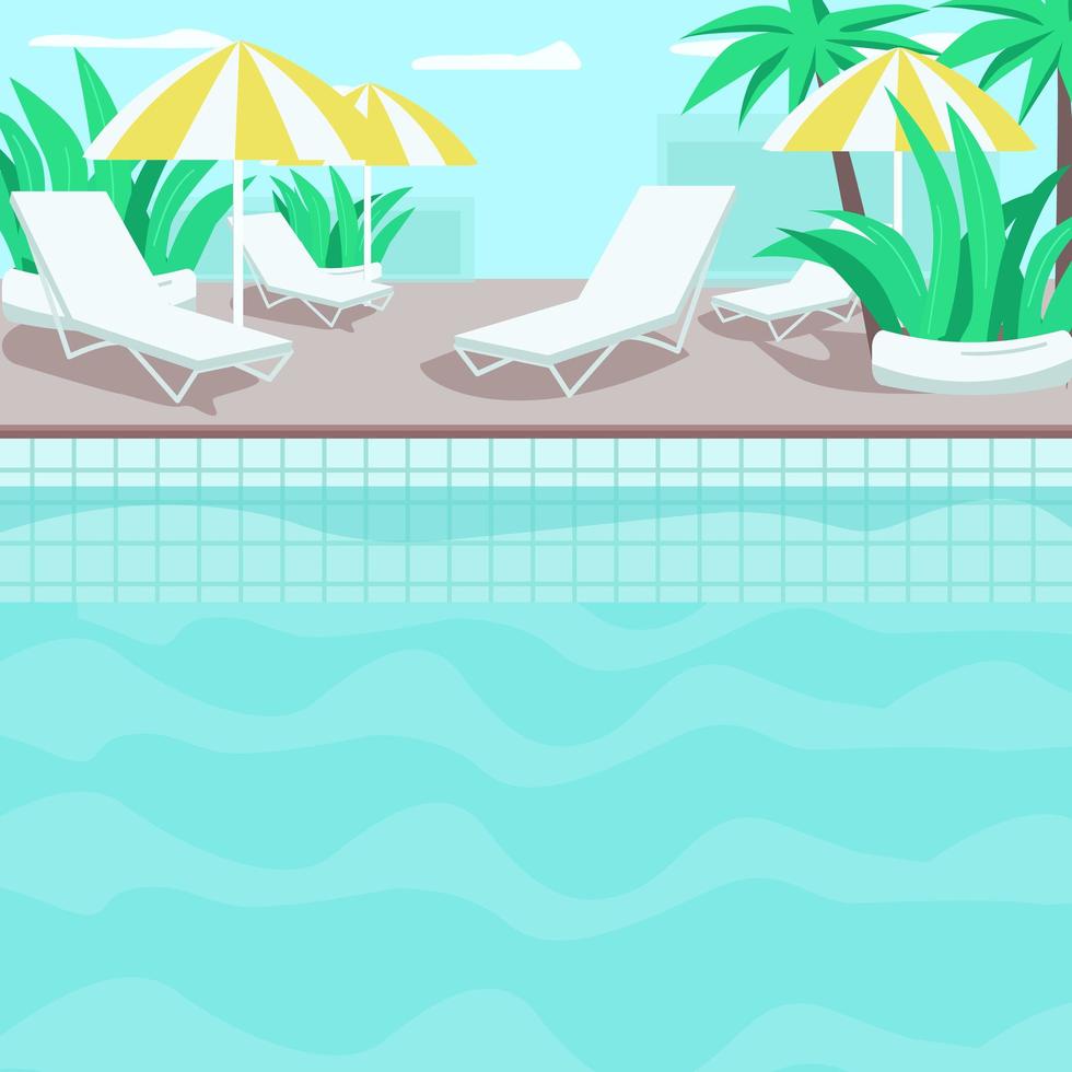 Ilustración de vector de color plano junto a la piscina