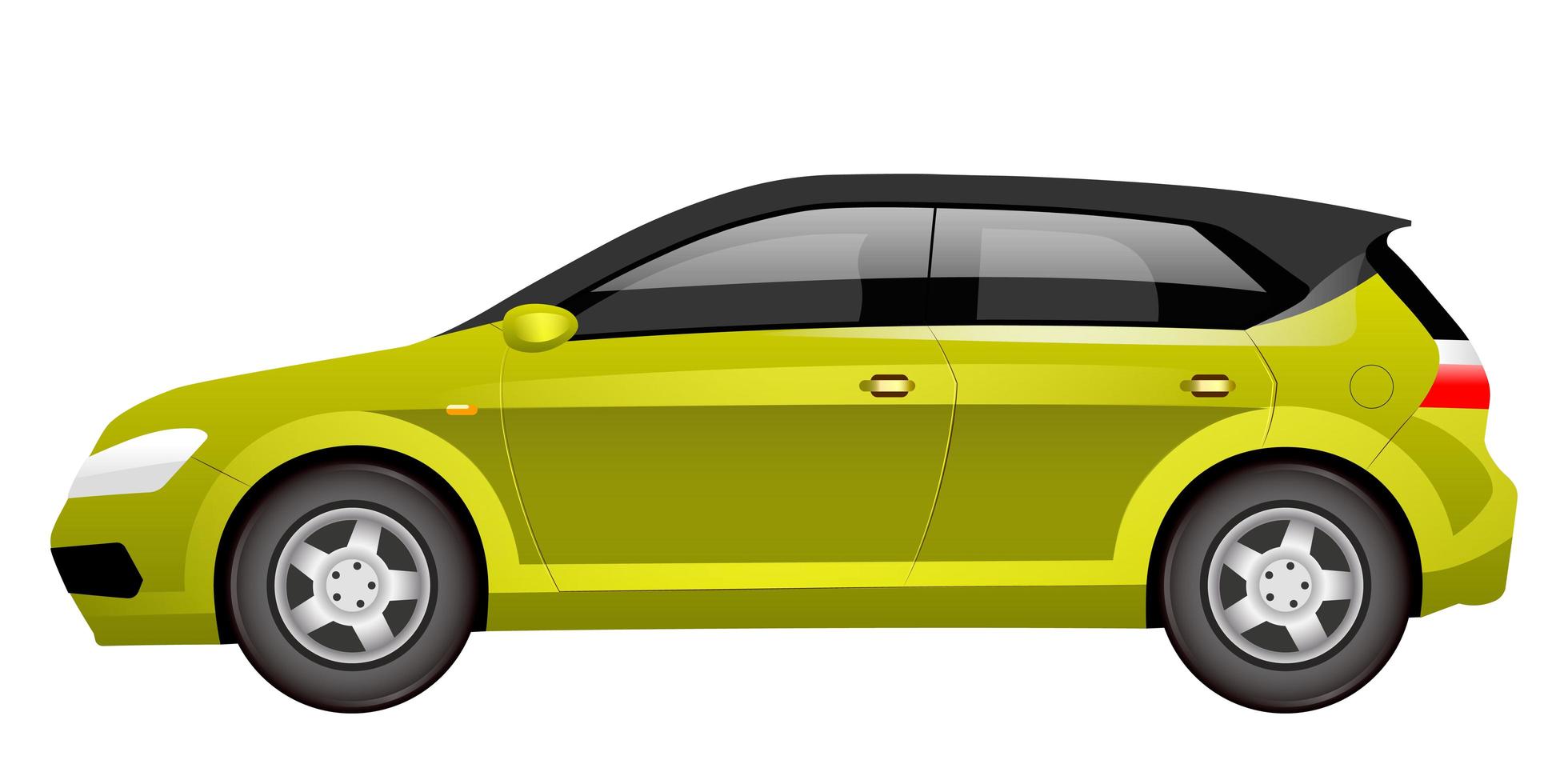 Green hatchback cartoon vector illustration