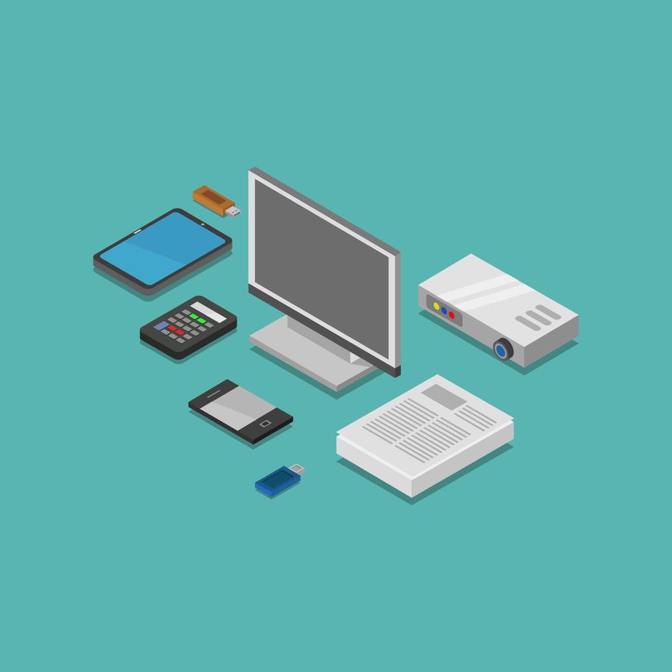 Isometric Electronic Devices and Gadgets vector