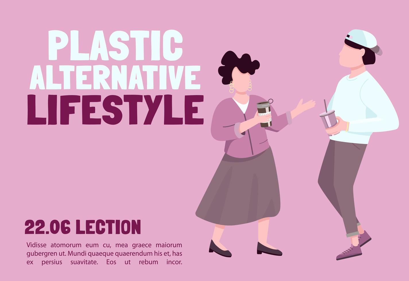 Plastic alternative lifestyle banner flat vector template