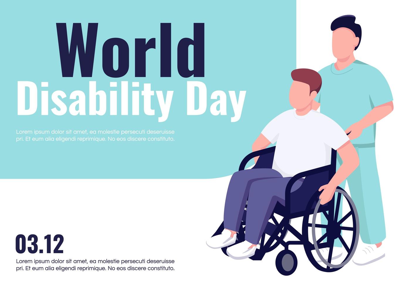 World disability day banner flat vector template