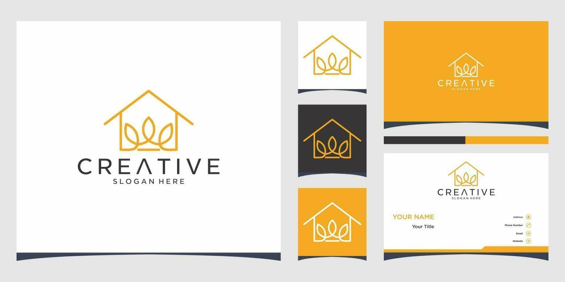 Plantillas de logotipos de casas y diseño de tarjetas de visita. vector