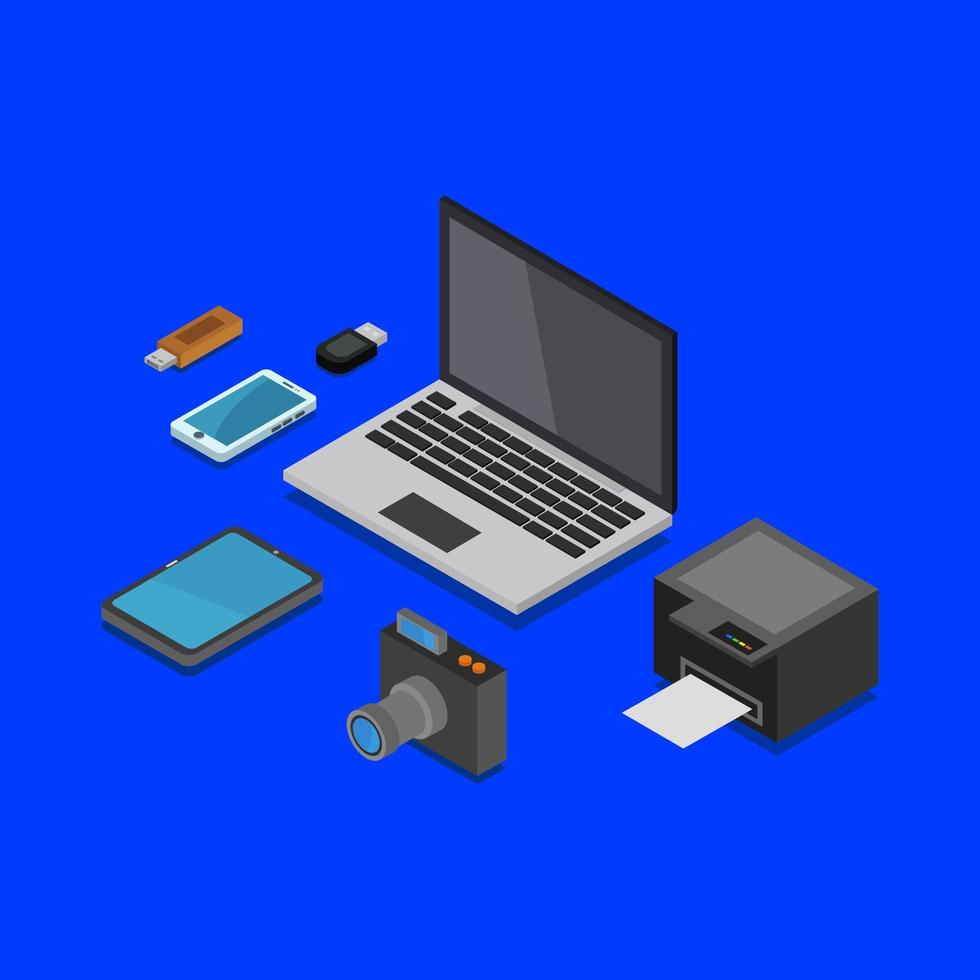 Isometric Electronic Devices and Gadgets vector