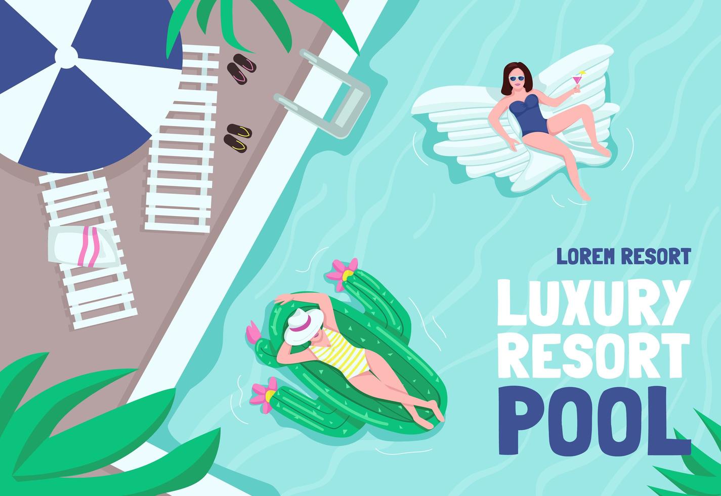Luxury resort poster flat vector template